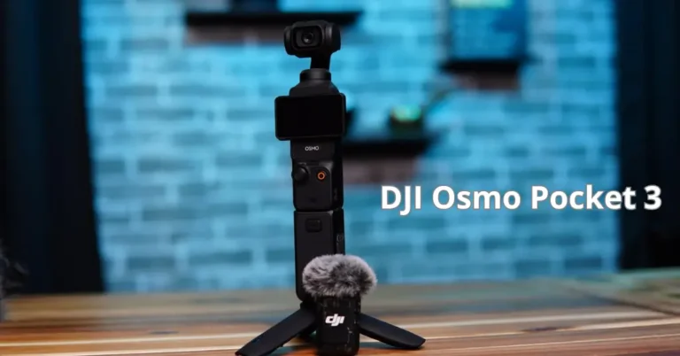 Primer plano de la DJI Osmo Pocket 3 mostrando su diseño compacto y pantalla integrada para grabaciones fluidas.