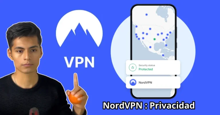 Interfaz de NordVPN mostrando el estado de seguridad y protección en línea
