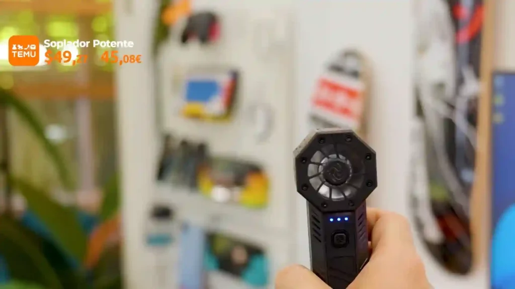 Gadgets como el soplador potente y el destornillador eléctrico disponibles en TEMU.
