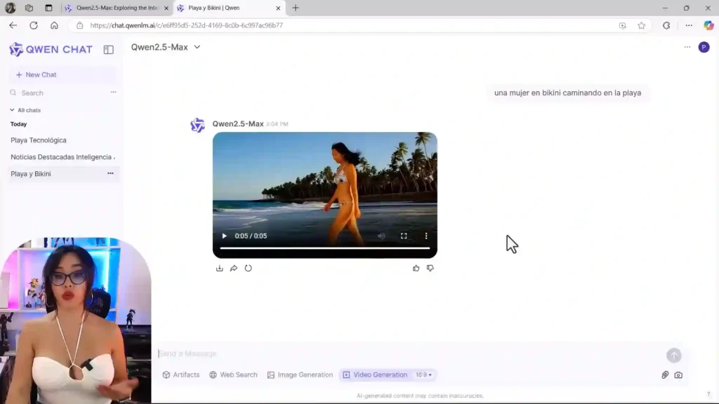 Qwen 25 Max generando videos de alta calidad con inteligencia artificial.