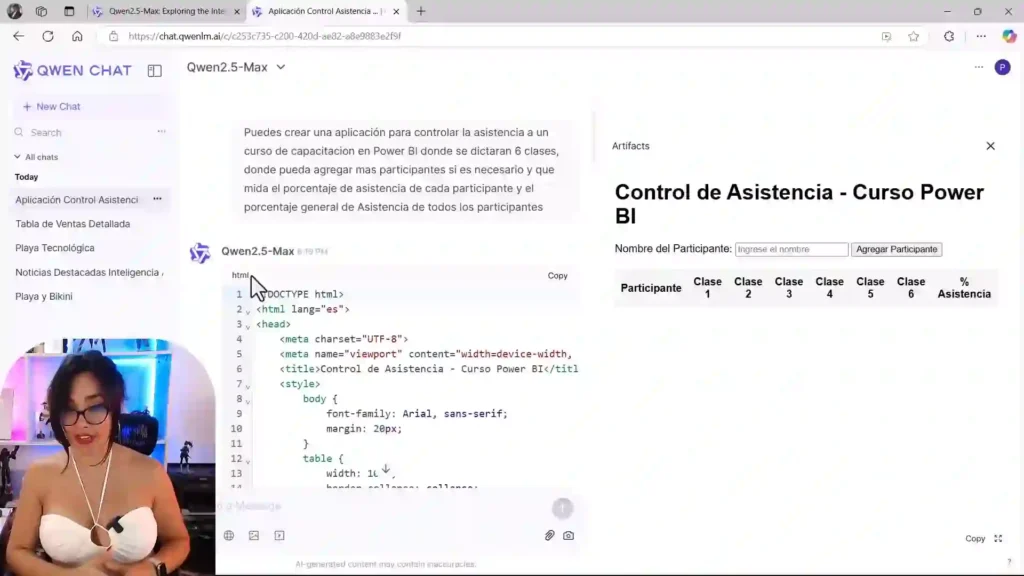  Qwen 2.5 Max generando código y optimizando el desarrollo de apps con IA.