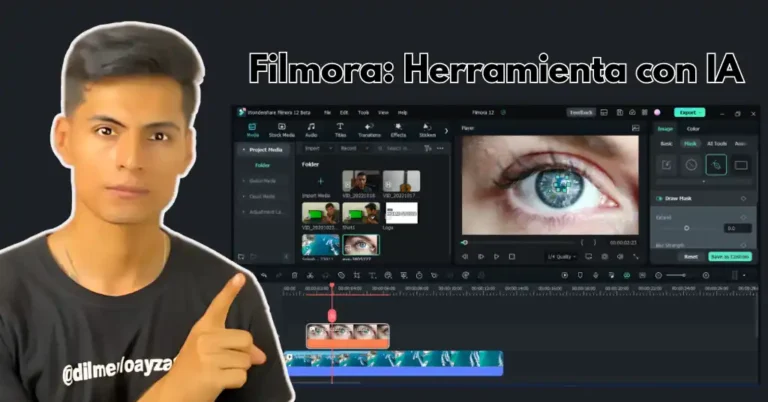 Filmora 14: Revoluciona tu Creación de Contenido 5 Interfaz de Filmora 14 mostrando herramientas de conversión de audio a video con IA, paleta de colores y eliminación de fondo.