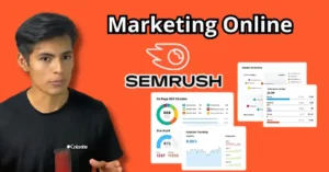 Interfaz de Semrush mostrando las herramientas principales para principiantes en marketing digital.