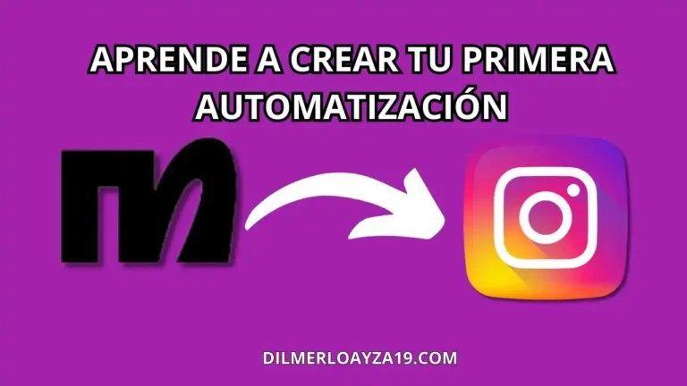 Imagen con fondo morado que muestra el logo de ManyChat a la izquierda y el logo de Instagram a la derecha, conectados por una flecha blanca, junto al texto "Aprende a crear tu primera automatización"